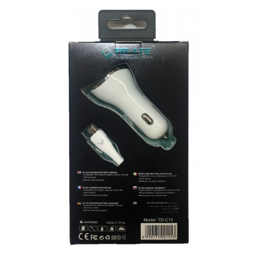 V8 USB Car Charger TD-C15 (Dual Port) 